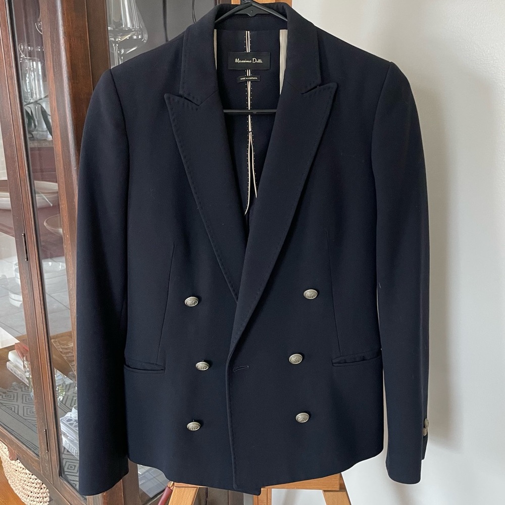 Navy blazer w gold buttons Massimo Dutti